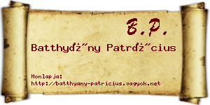 Batthyány Patrícius névjegykártya
